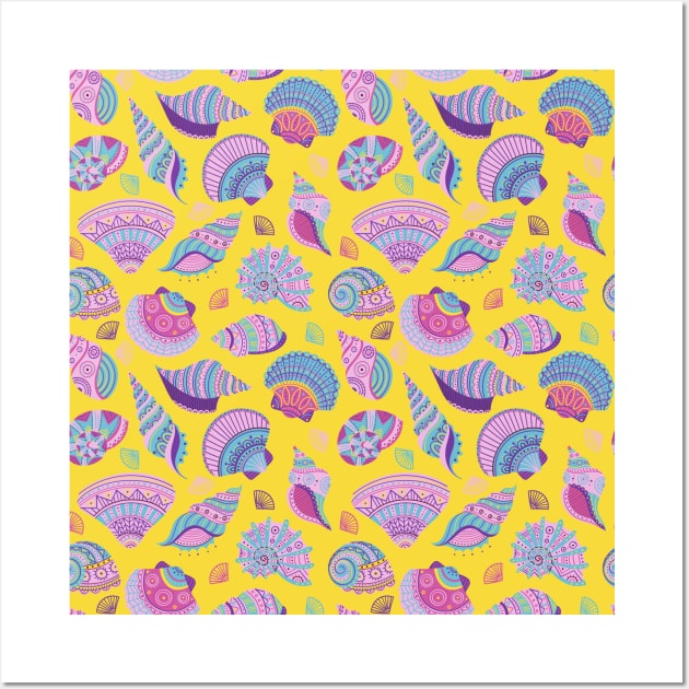 Colorful sea shells pattern Wall Art by yuliia_bahniuk